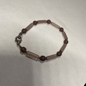 Vintage Purple Artisanal Glass Beaded Bracelet with Silver-Tone Clasp